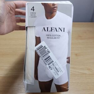 ALFANI Shirt Mens XL White 4-Pack Crewneck T-Shirt 100% Cotton Tagless Crew